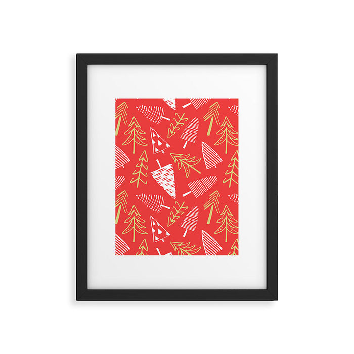 Christmas pine tree doodle art pattern Framed Art Print Gallery Image 1