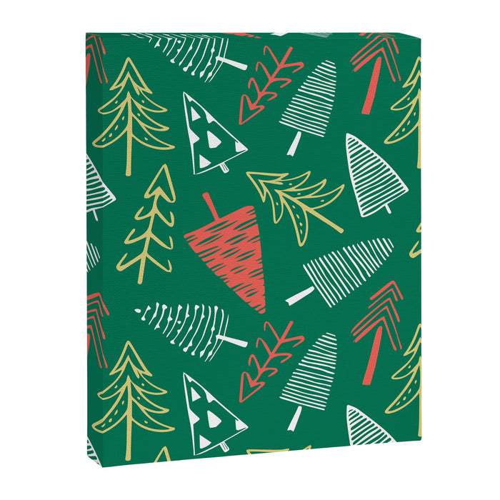 Christmas pine tree doodle pattern Canvas Print Gallery Image 1