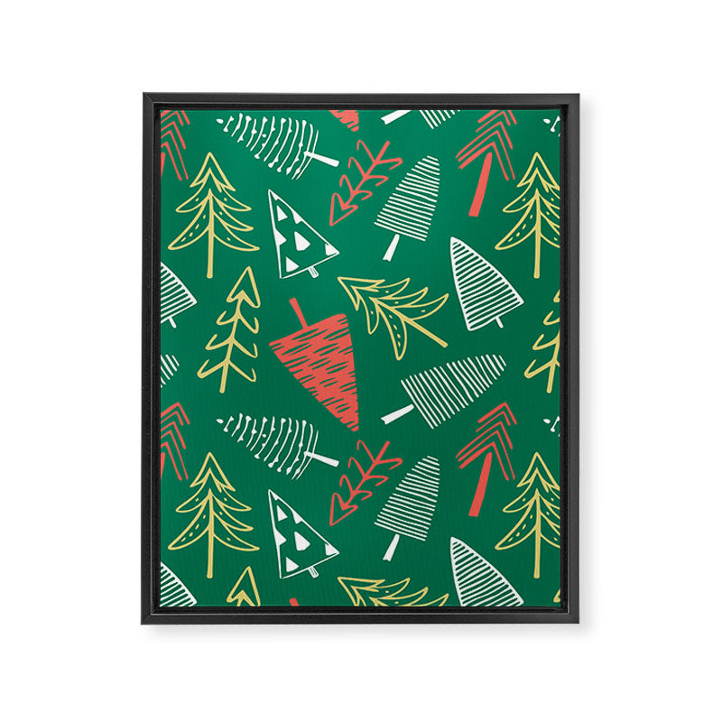 Christmas pine tree doodle pattern Framed Canvas Print Gallery Image 8
