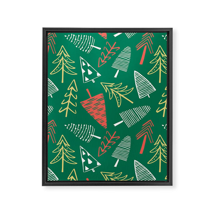 Christmas pine tree doodle pattern Framed Canvas Print Gallery Image 1