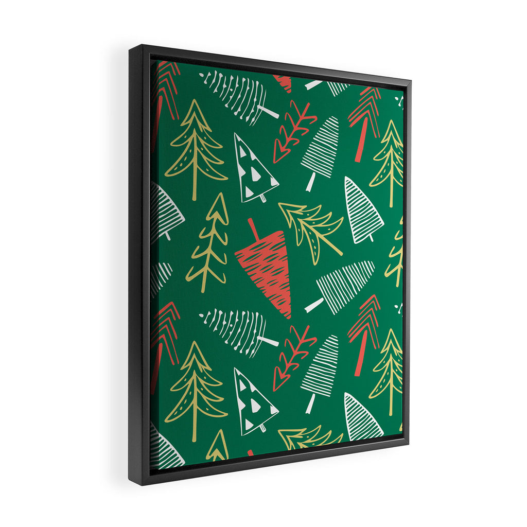 Christmas pine tree doodle pattern Framed Canvas Print Gallery Image 2