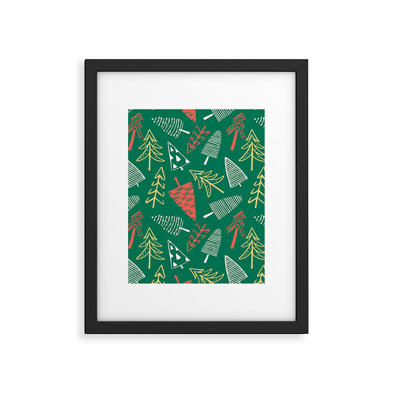 Christmas pine tree doodle pattern Framed Art Print Gallery Image 6