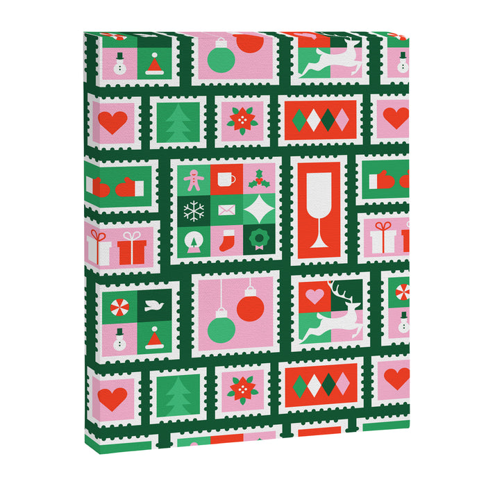 Christmas postage stamp pattern Canvas Print Gallery Image 1