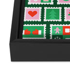 Christmas postage stamp pattern Framed Canvas Print Gallery Image 3