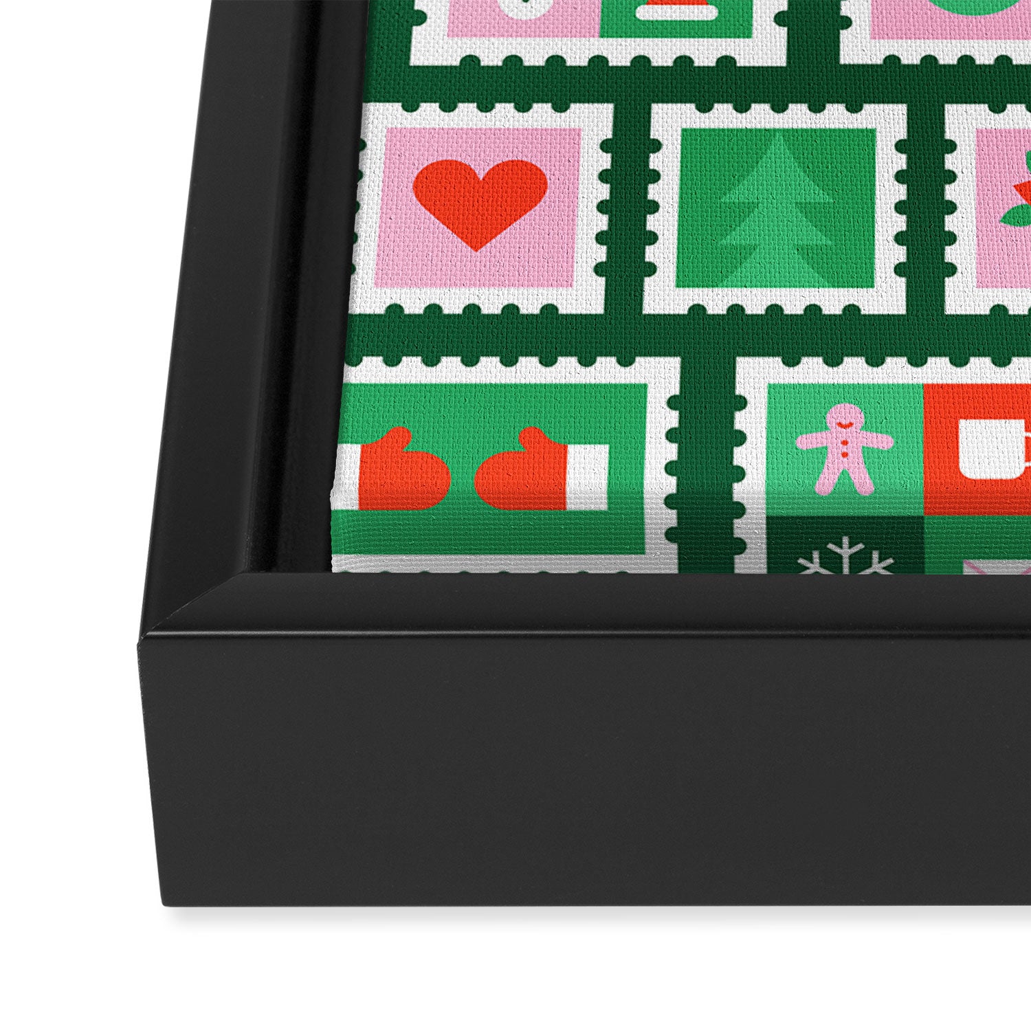 Christmas postage stamp pattern Framed Canvas Print Gallery Image 3