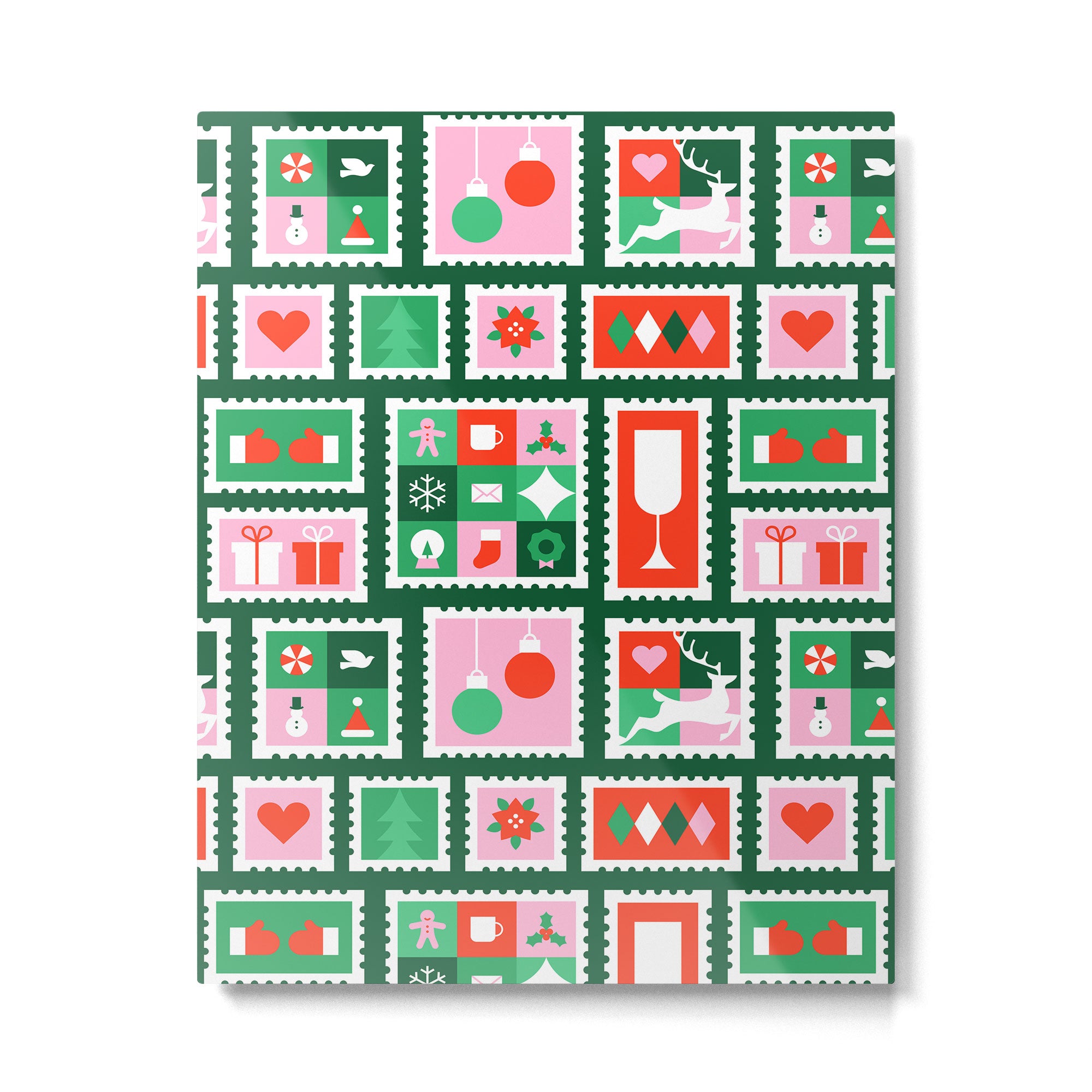 Christmas postage stamp pattern Metal Print Gallery Image 6