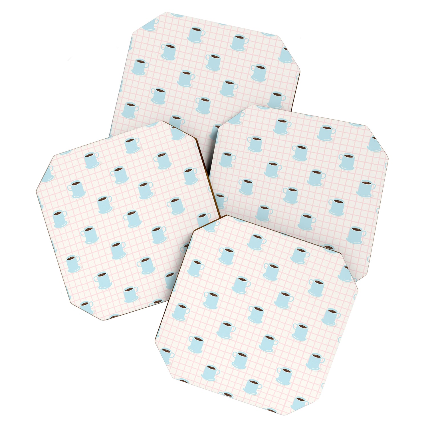 Coffee mug drink cartoon doodle pattern Coaster Gallery Image 1