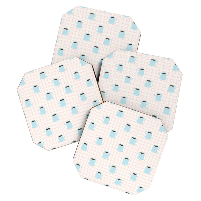 Coffee mug drink cartoon doodle pattern Coaster Gallery Image 1