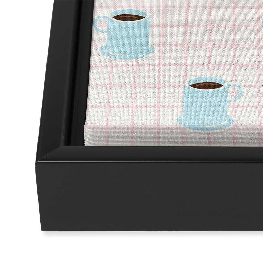Coffee mug drink cartoon doodle pattern Framed Canvas Print Gallery Image 3