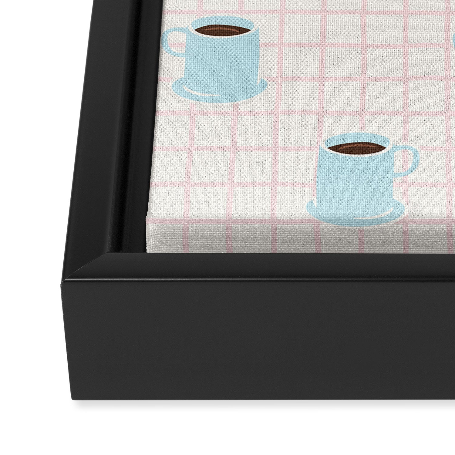 Coffee mug drink cartoon doodle pattern Framed Canvas Print Gallery Image 3
