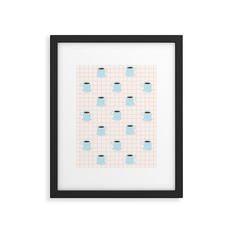 Coffee mug drink cartoon doodle pattern Framed Art Print Gallery Image 6