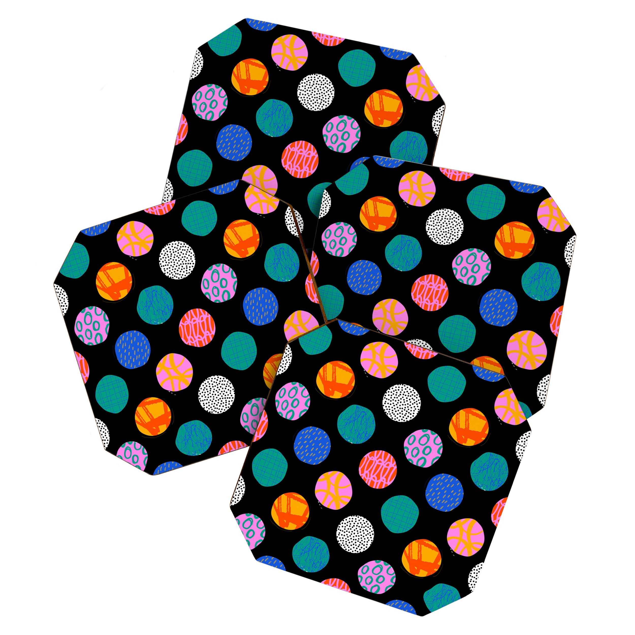 Colorful abstract art polka dot pattern Coaster Gallery Image 1