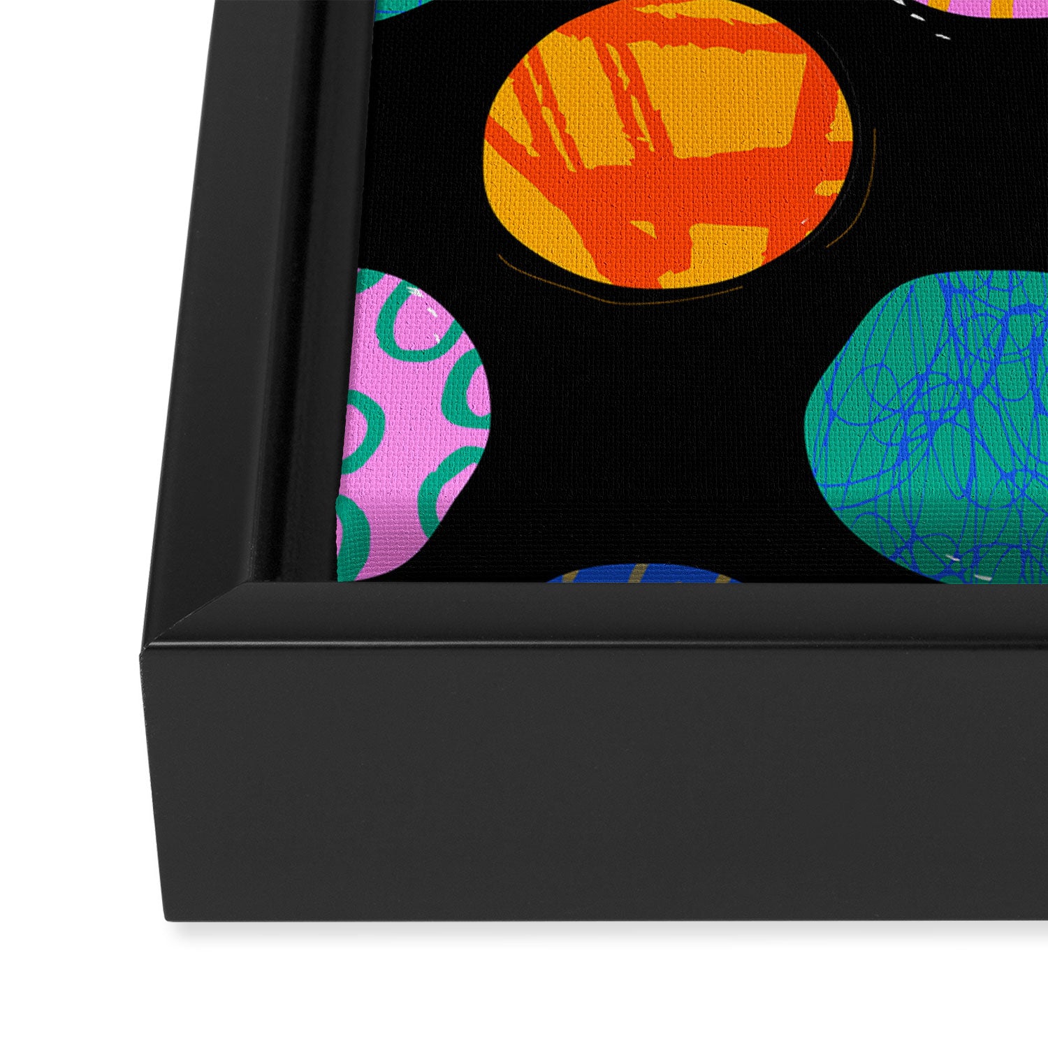 Colorful abstract art polka dot pattern Framed Canvas Print Gallery Image 3