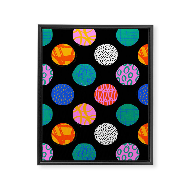 Colorful abstract art polka dot pattern Framed Canvas Print Gallery Image 8