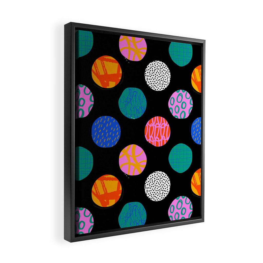Colorful abstract art polka dot pattern Framed Canvas Print Gallery Image 2