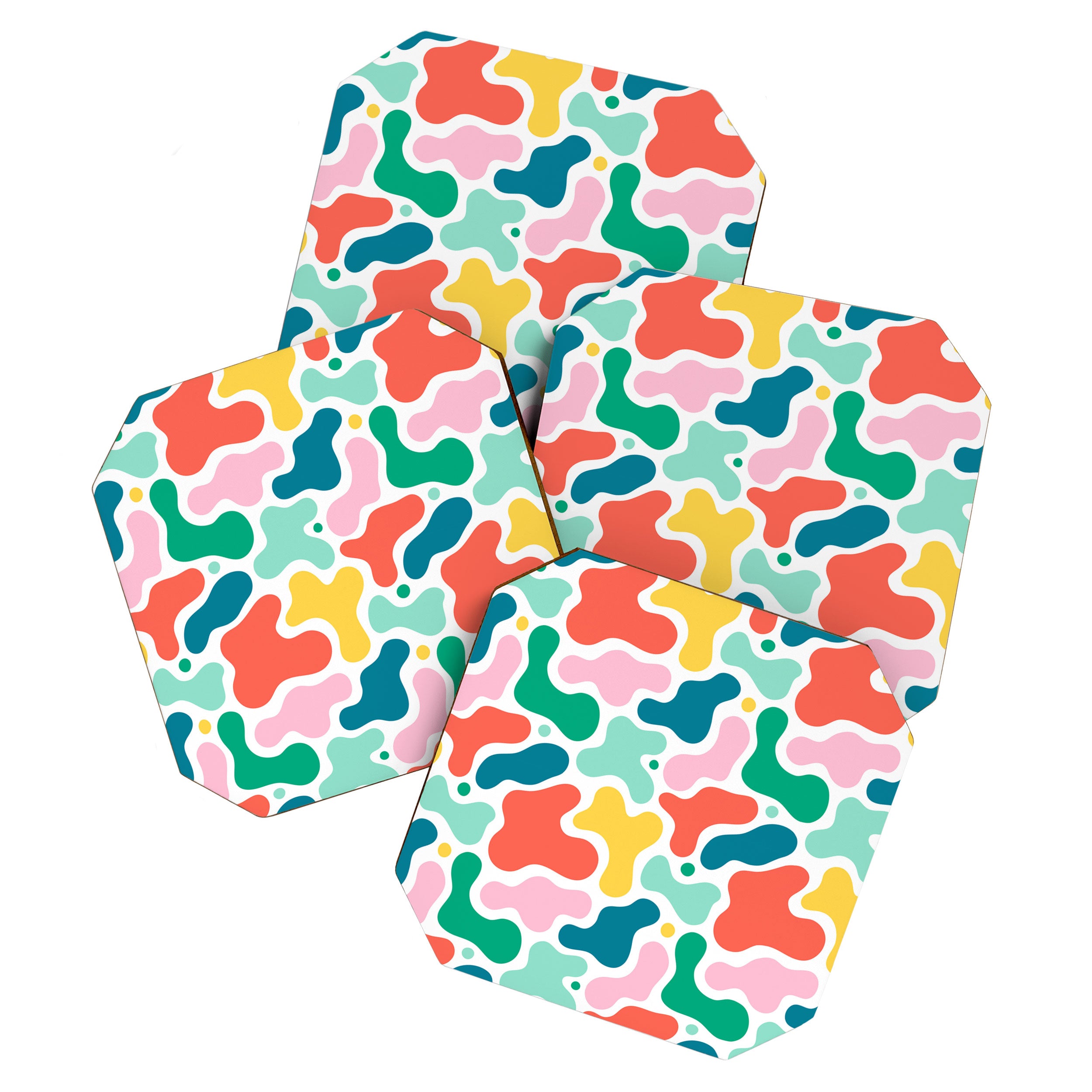 Colorful abstract art shape pattern Coaster Gallery Image 1
