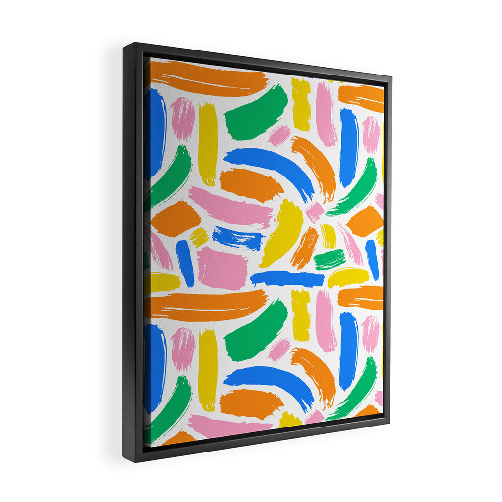 Colorful abstract brush stroke art pattern Framed Canvas Print Gallery Image 2