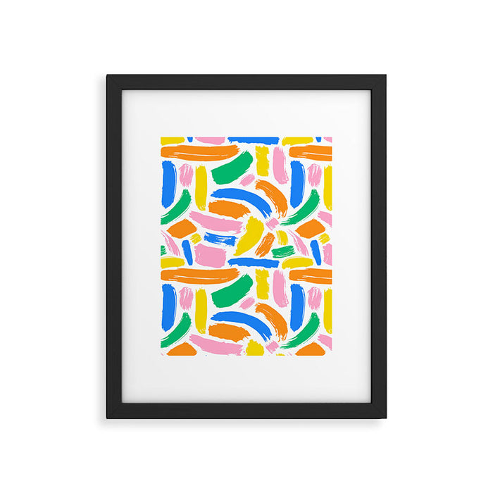 Colorful abstract brush stroke art pattern Framed Art Print Gallery Image 1