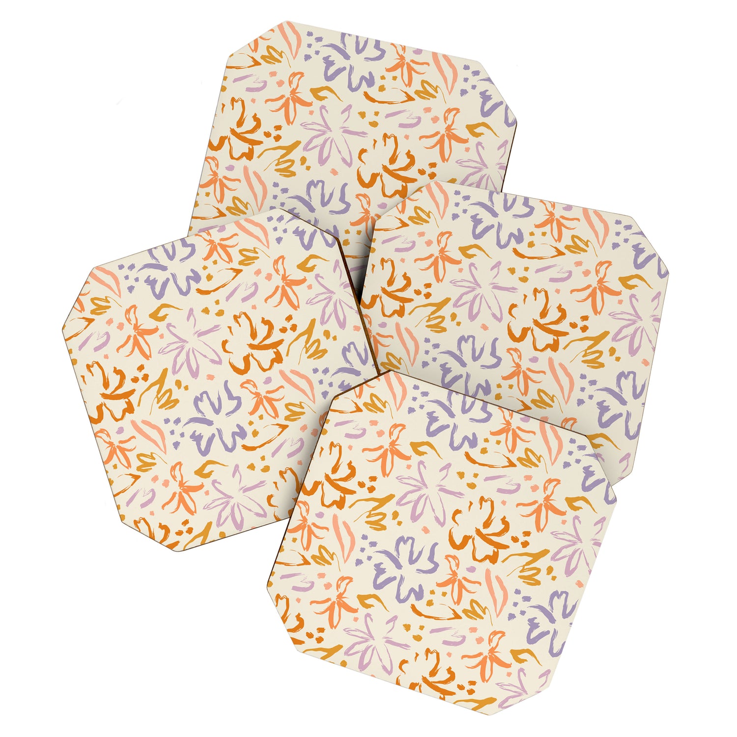 Colorful abstract flower art pattern Coaster Gallery Image 1