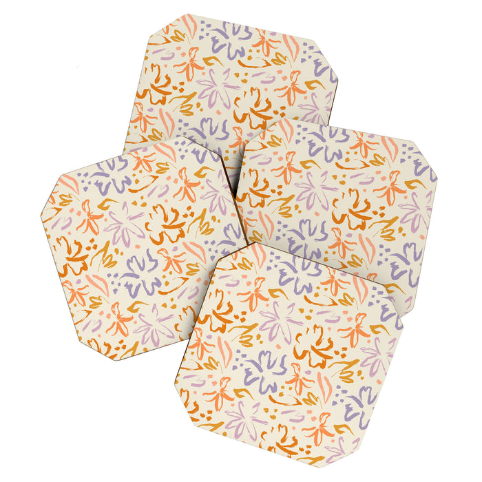 Colorful abstract flower art pattern Coaster Gallery Image 1