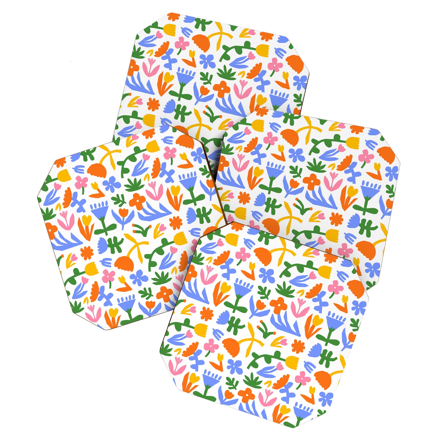 Colorful abstract flower art pattern Coaster Gallery Image 1