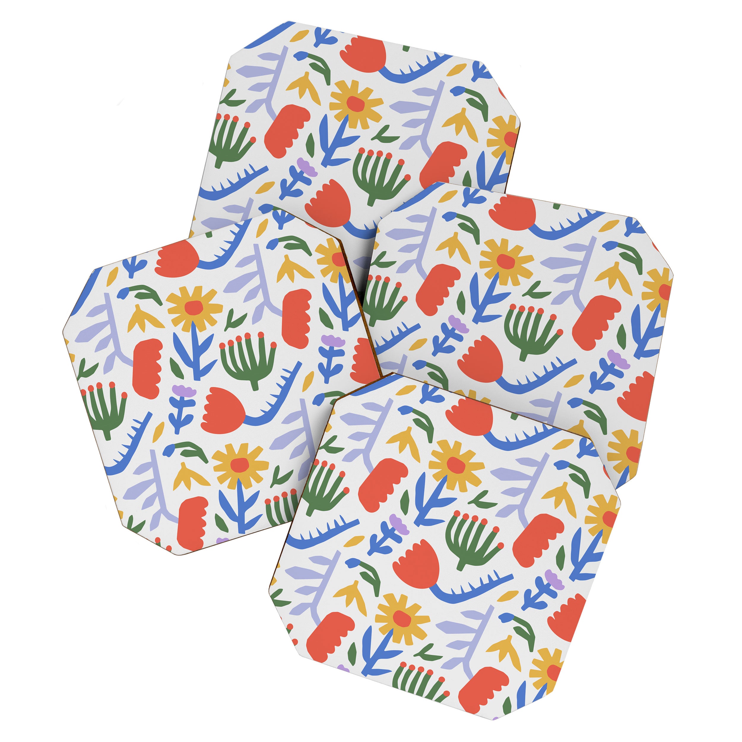 Colorful abstract flower art pattern Coaster Gallery Image 1