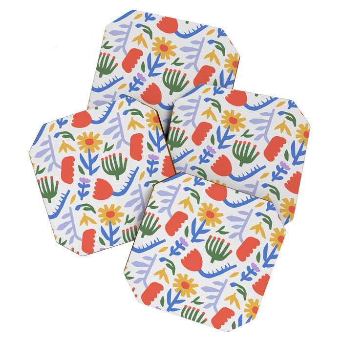 Colorful abstract flower art pattern Coaster Gallery Image 1