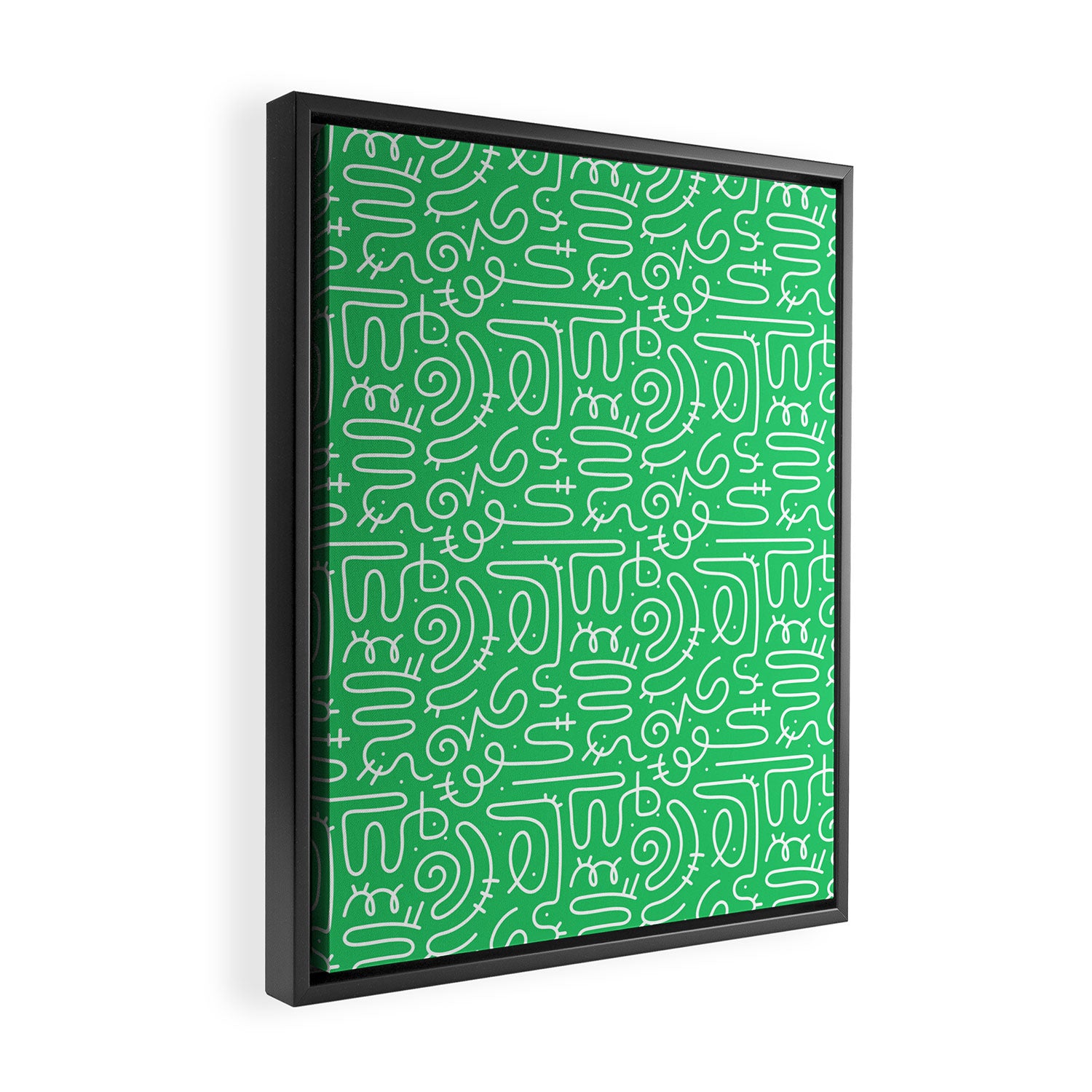 Colorful abstract fun line doodle art pattern Framed Canvas Print Gallery Image 2