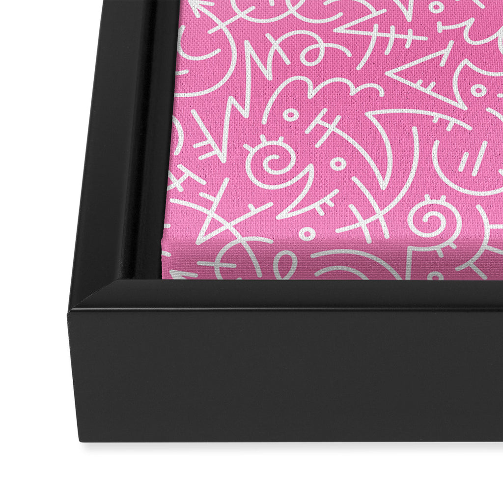Colorful abstract fun line doodle art pattern Framed Canvas Print Gallery Image 3