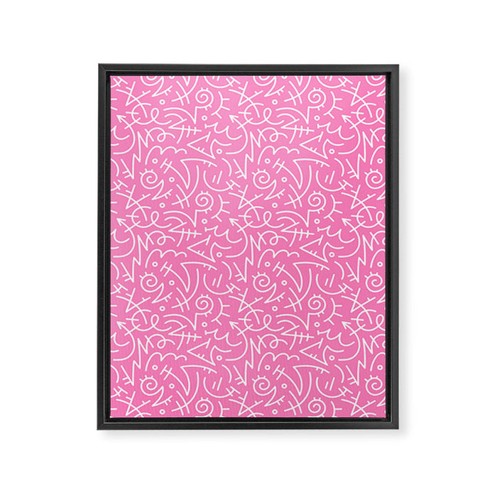 Colorful abstract fun line doodle art pattern Framed Canvas Print Gallery Image 1