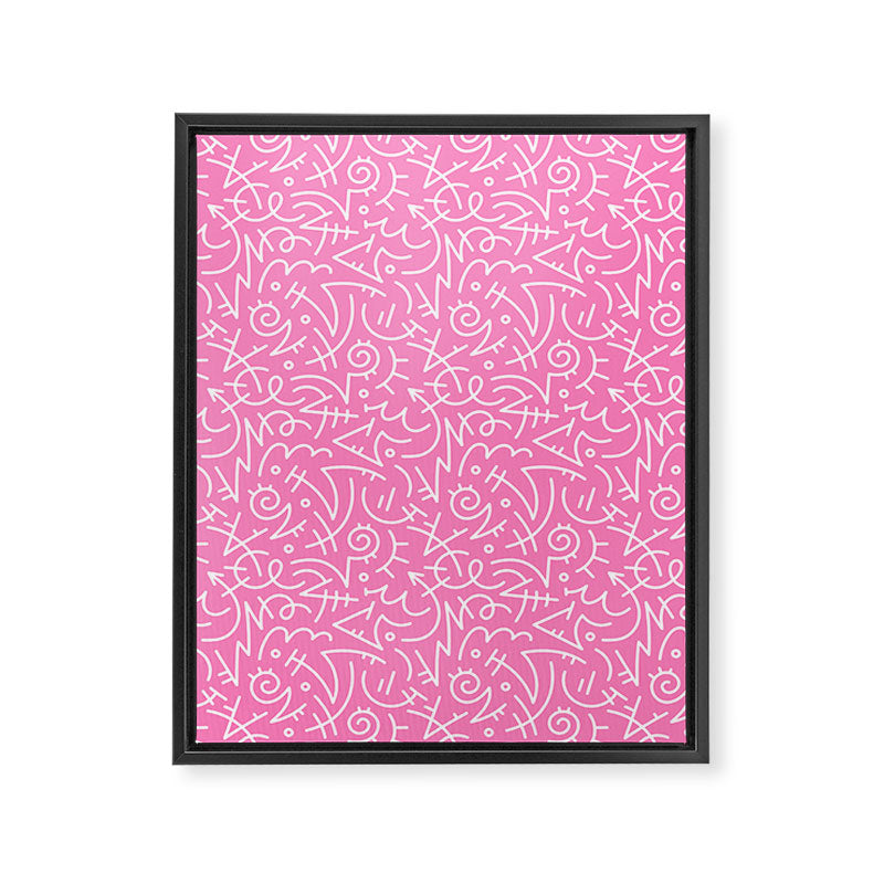 Colorful abstract fun line doodle art pattern Framed Canvas Print Gallery Image 8