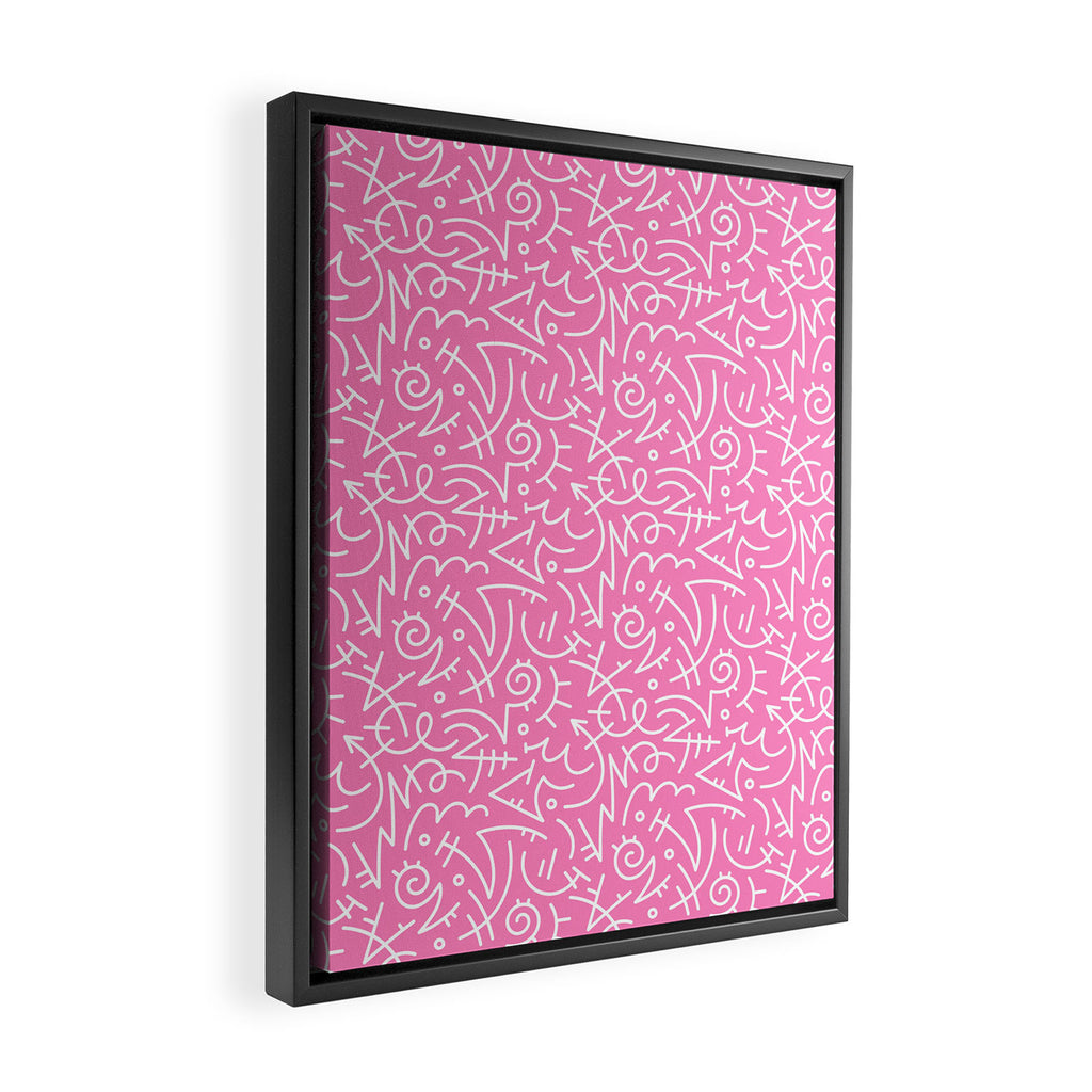Colorful abstract fun line doodle art pattern Framed Canvas Print Gallery Image 2