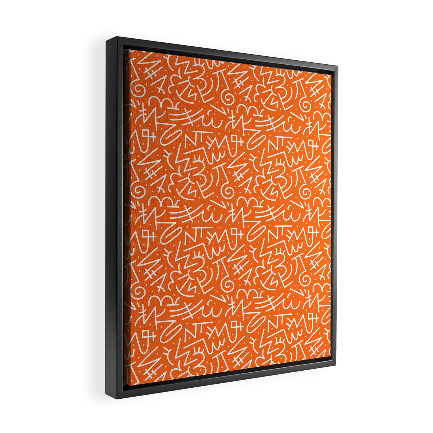 Colorful abstract fun line doodle art pattern Framed Canvas Print Gallery Image 2
