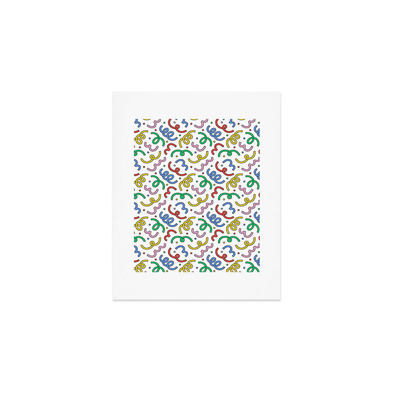 Colorful abstract fun line doodle pattern Art Print Gallery Image 1