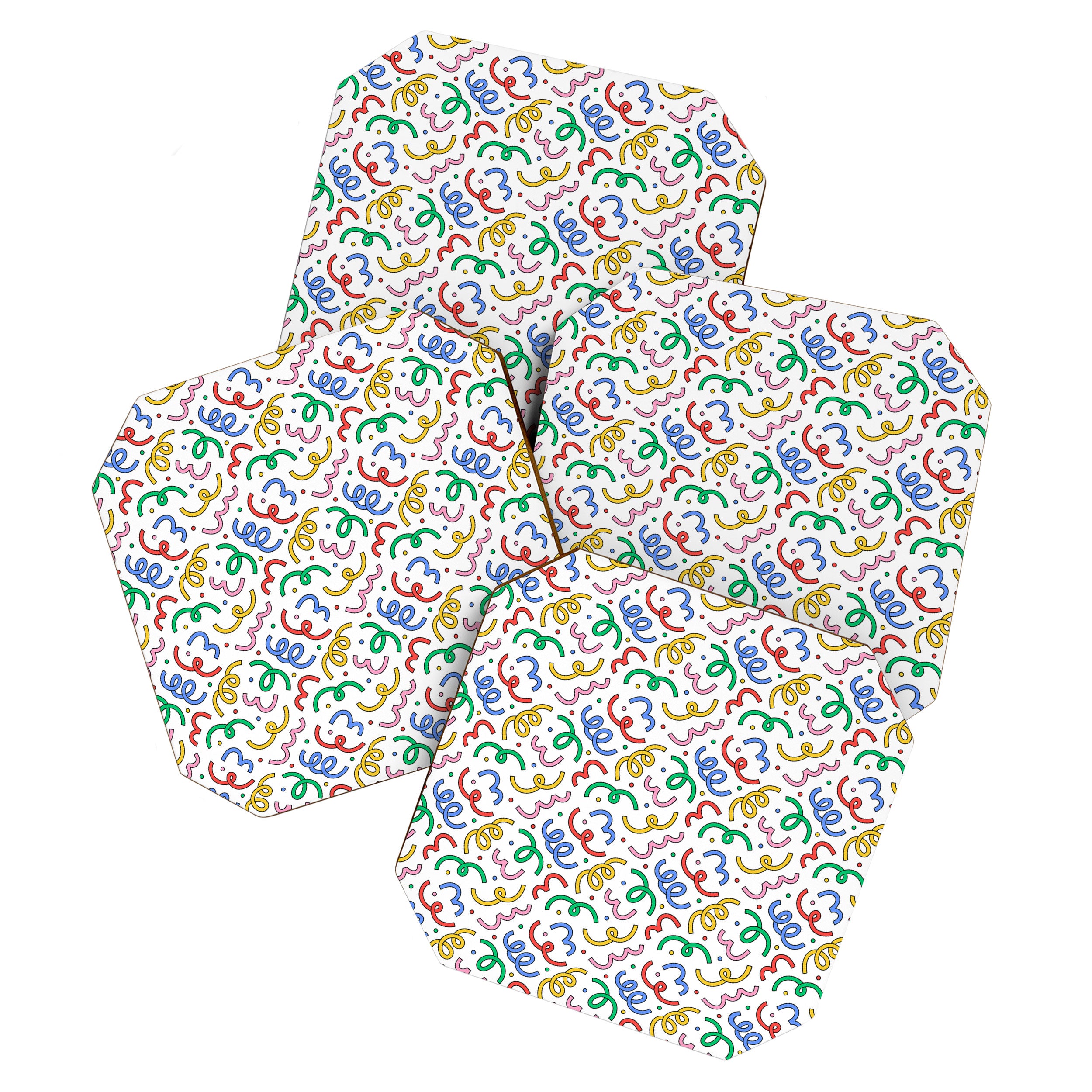 Colorful abstract fun line doodle pattern Coaster Gallery Image 1