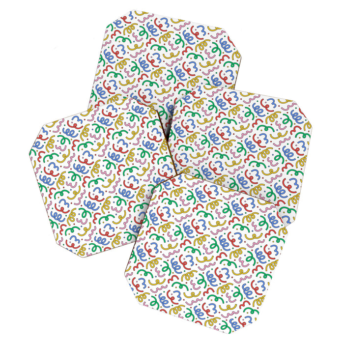 Colorful abstract fun line doodle pattern Coaster Gallery Image 1