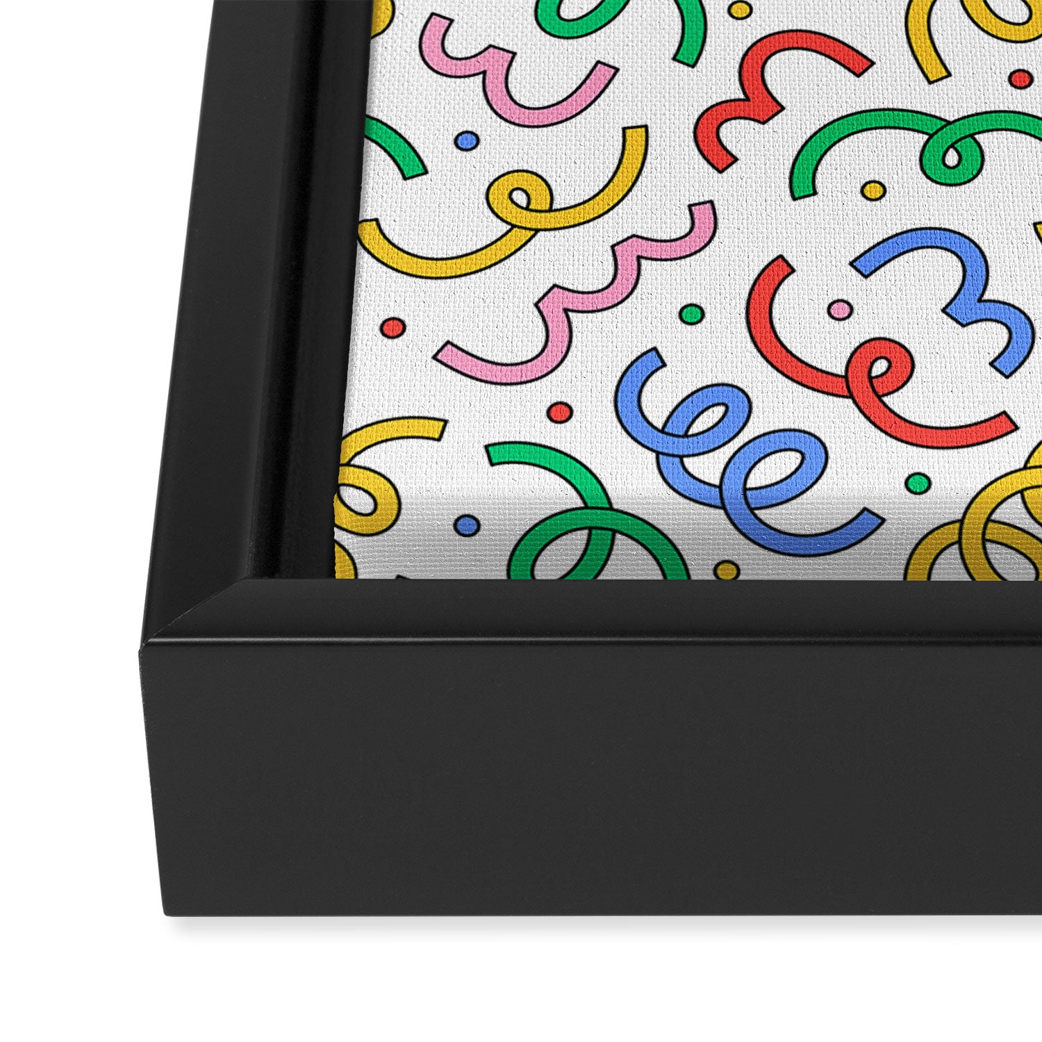Colorful abstract fun line doodle pattern Framed Canvas Print Gallery Image 3