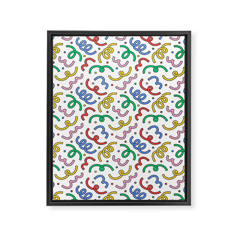 Colorful abstract fun line doodle pattern Framed Canvas Print Gallery Image 8