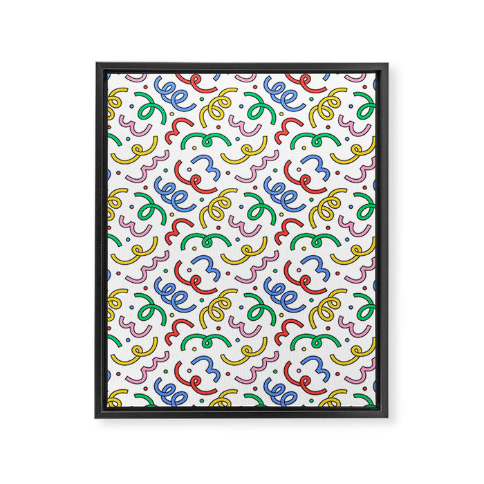 Colorful abstract fun line doodle pattern Framed Canvas Print Gallery Image 1
