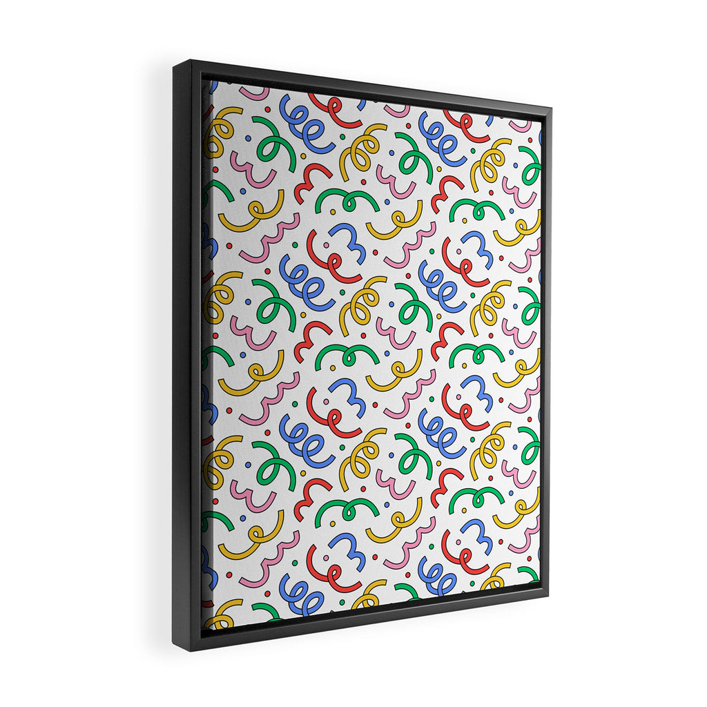 Colorful abstract fun line doodle pattern Framed Canvas Print Gallery Image 2