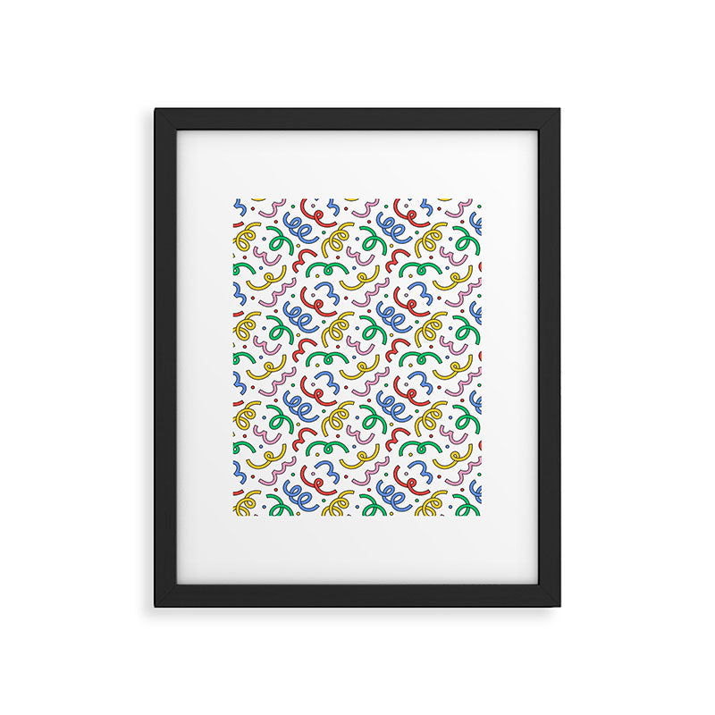 Colorful abstract fun line doodle pattern Framed Art Print Gallery Image 6