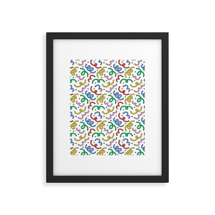 Colorful abstract fun line doodle pattern Framed Art Print Gallery Image 1