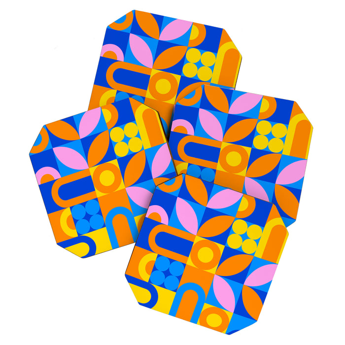 Colorful abstract geometric mosaic pattern Coaster Gallery Image 1