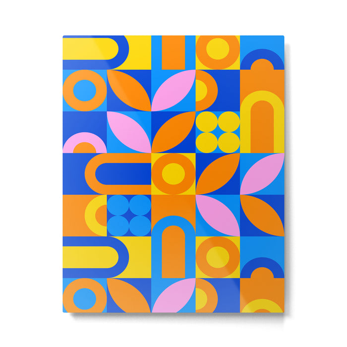 Colorful abstract geometric mosaic pattern Metal Print Gallery Image 1