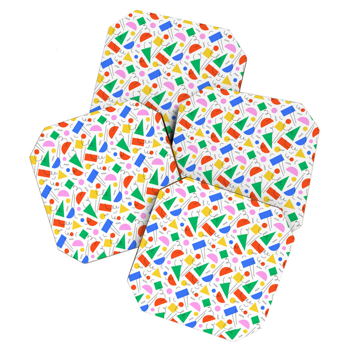 Colorful abstract geometric shape art pattern Coaster Gallery Image 1