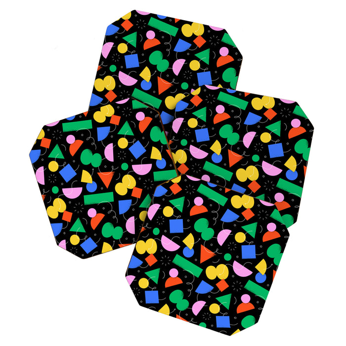 Colorful abstract geometric shape art pattern Coaster Gallery Image 1