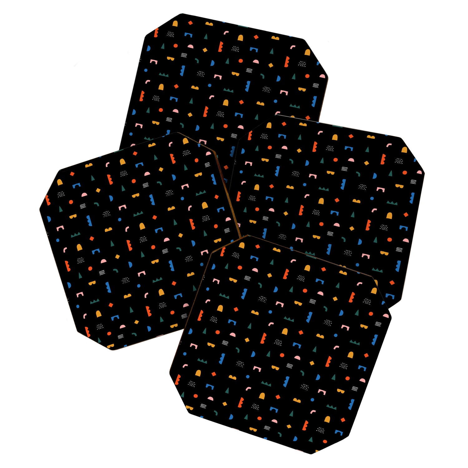 Colorful abstract geometric shape art pattern Coaster Gallery Image 1