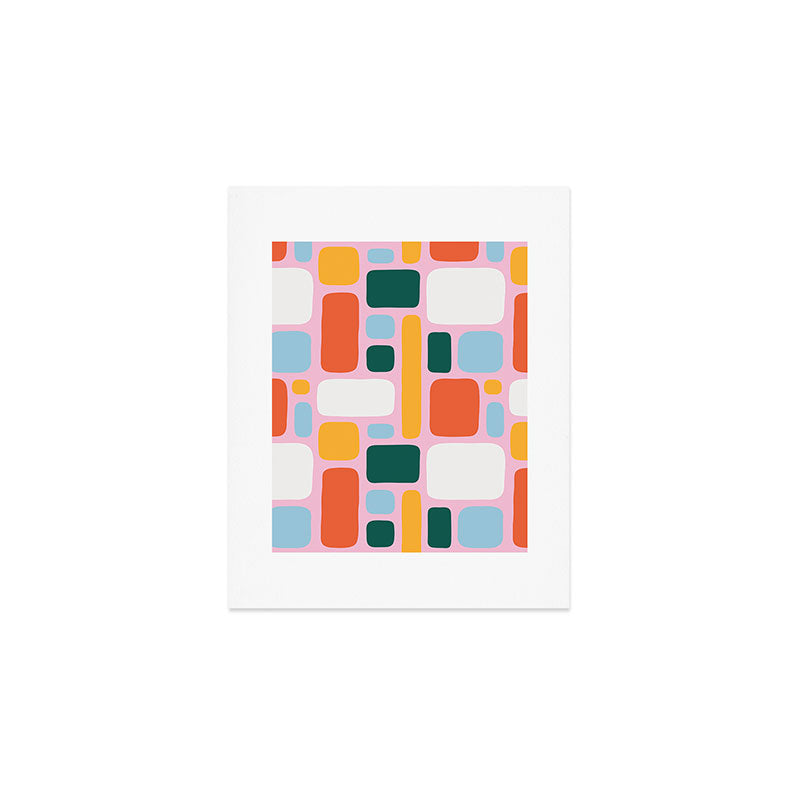 Colorful abstract geometric shape pattern Art Print Gallery Image 1