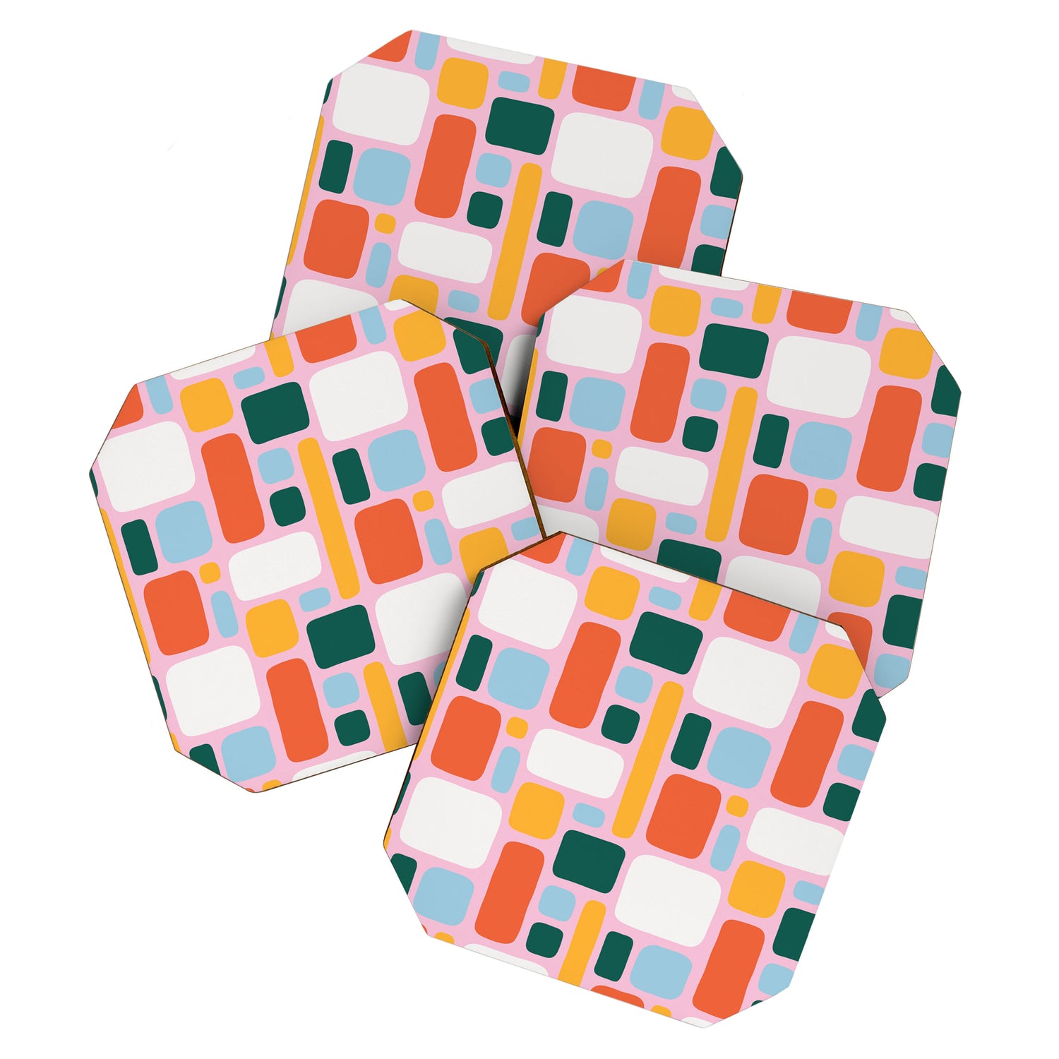 Colorful abstract geometric shape pattern Coaster Gallery Image 1