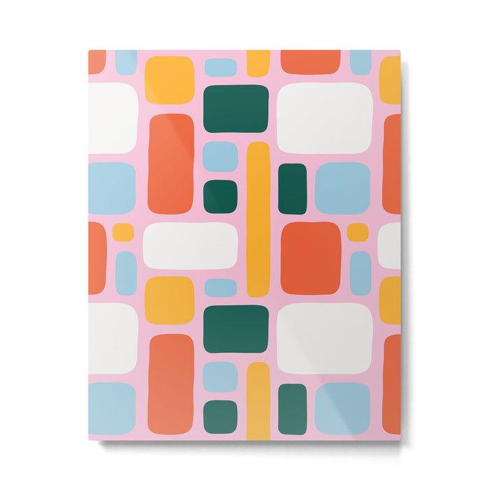 Colorful abstract geometric shape pattern Metal Print Gallery Image 1